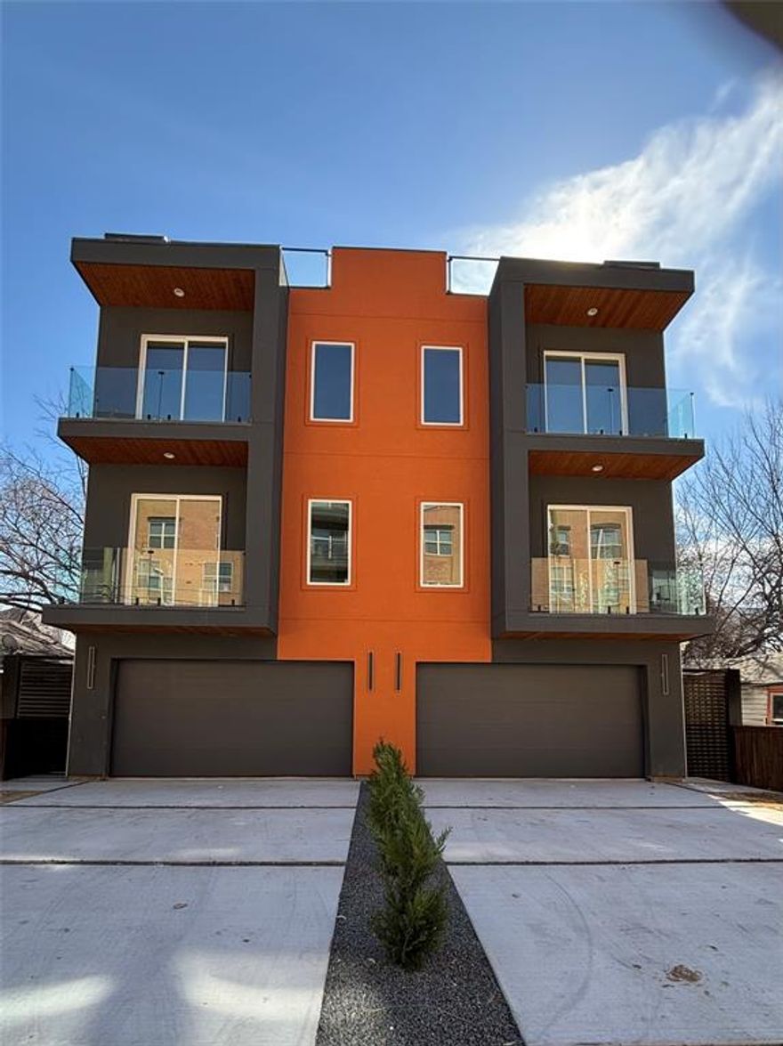 Experience modern urban living in this stunning three-story duplex located just minutes from the vibrant Downtown Dallas and the popular Trinity Groves dining and entertainment district. This beautifully designed home features 3 spacious bedrooms, 3.5 luxurious bathrooms, and an open-concept floor plan perfect for both everyday living and entertaining.

The main living area offers abundant natural light, sleek modern finishes, and a seamless flow between the living, dining, and kitchen spaces. The gourmet kitchen boasts contemporary cabinetry, premium countertops, and stylish fixtures designed for both functionality and elegance.

Retreat to the generously sized bedrooms, each offering comfort and privacy, while the primary suite provides a spa-inspired bathroom and ample closet space.

The highlight of the home is the private rooftop terrace, where you can relax or entertain while enjoying breathtaking views of the Downtown Dallas skyline—a perfect backdrop for evening gatherings or morning coffee.

Located in one of Dallas’ most sought-after urban neighborhoods, this home offers easy access to top restaurants, shopping, parks, and major highways while still providing a modern and peaceful residential setting.

A rare opportunity to own contemporary luxury with incredible skyline views in the heart of Dallas.