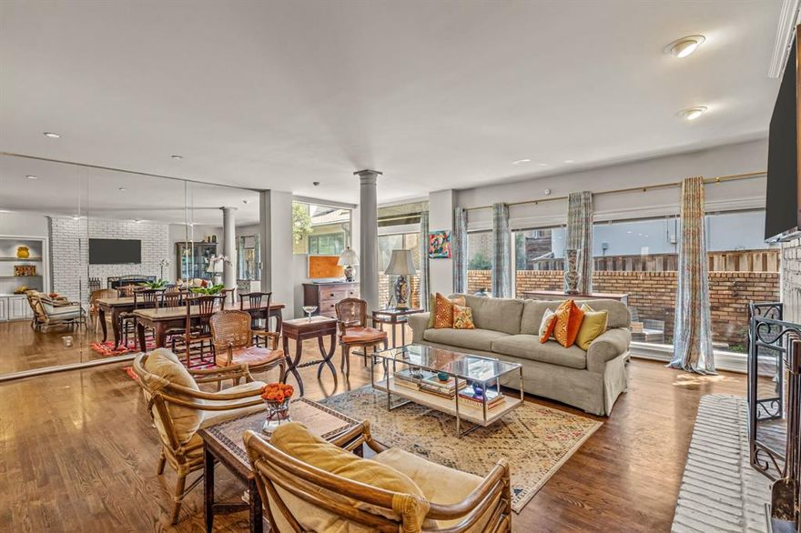 Nestled in the heart of West Fort Worth behind the gates of Highland Park is this wonderful two bedroom, two and one half bathroom townhome with style and sophistication. The conveniently located neighborhood offers privacy, walkability, and community, plus a refreshing pool just steps from the townhome’s backdoor. Multiple outdoor living spaces make this townhome truly unique. The turfed and fenced front yard allows for play for both pets or visitors. Inside, the first floor was updated in 2017 to provide open floor plan that still feels intimate and cozy with a large, wood-burning fireplace, warm hardwood floors, and an elegant kitchen with large island. Upstairs, a gracious primary suite with private balcony, sitting area, dual closets and sinks provides a welcome retreat from a day’s work. An additional guest bedroom and full bathroom complete the second floor. Easy parking in carport or additional outdoor space. The exterior has been freshly painted giving extra shine to this unique property.