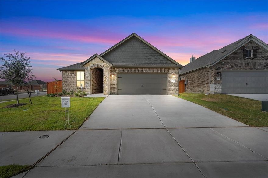 Estimated early October 2025 completion! Ask us about our Trade In Trade Up program, we can buy your home! The Lavon floor plan provides all the space needed for a growing family. Welcomed by a pillared front porch, the long foyer opens into a grand family room complete with a fireplace. Gathering in this home is easy with the seamless transition from room to room. The kitchen is positioned against the back wall as the stage so you can look out and observe all things going on. With three equally-sized spare bedrooms, you’ll have space for your family and any visitors. A walk-in mudroom off the garage allows for more storage of shoes, bags, and all your day-to-day items. The Lavon home is perfect for a busy and active family needing space to come together as well as everyone’s own private space. The owner’s suite is a perfect getaway, tucked in the back corner past the family room. Entering this space, you’ll have a splendid view into the backyard. All the natural light will make this oasis feel even more tranquil. The bedroom leads into the owner's bath with a double-sink vanity, stand-up shower, and tub perfect for unwinding after a long day. There’s no shortage of storage in this luxurious ranch-style home with closets in every room, extended countertops in the kitchen, corner pantry, and coat closet. Bring your family home to the Lavon floor plan and enjoy all the comfort of room to spread out and relax, teamed with the highest quality product. Stunning interior homesite located minutes away from play park, amenity center and on site elementary school. close to mailbox, full sod and irrigation with fencing. Stunning interior lot located minutes away from play park, amenity center and on site elementary school. close to mailbox, full sod and irrigation with fencing. FIREPLACE, COVERED PATIO, TANKLESS WATER HEATERS, FOAM INSULATION, ENERGY STAR CERTIFIED BUILDER, NO NEIGHBORS BEHIND, CUL-DE-SAC. Owner financing available, down payment assistance program available.