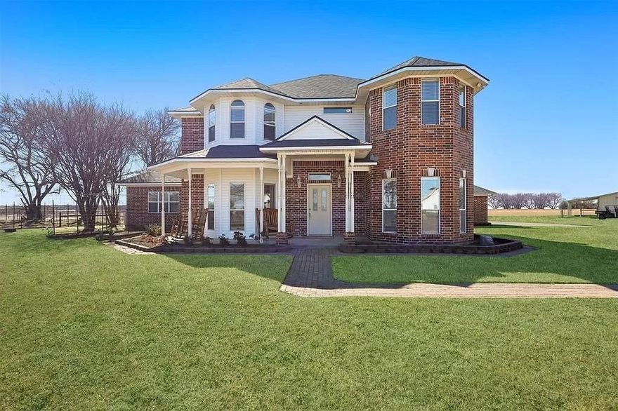 Breathtaking property with a beautiful two-story home on 11 acres! Throughout this spacious home is lots of windows letting in an abundance of natural sunlight, a huge master suite, large closets in each bedroom, and tons of storage space. Overlook the entire property from the second floor. Huge covered patio in the back and covered porch in the front are perfect for relaxing under a gorgeous Texas Sunset. The 6 stall barn is ready for your horses! Bring your imagination if you plan to build or develop. This flexible parcel fits a range of designs—from modern to traditional—and can host a main residence plus guest space, workshops, and outdoor living areas. It’s ready for renovation or new construction with solid infrastructure, generous setbacks, and adaptable lot lines. Ideal for boutique development or multi-phase projects, with room for high-end finishes, smart-home tech, and sustainable options. Schedule a site visit!