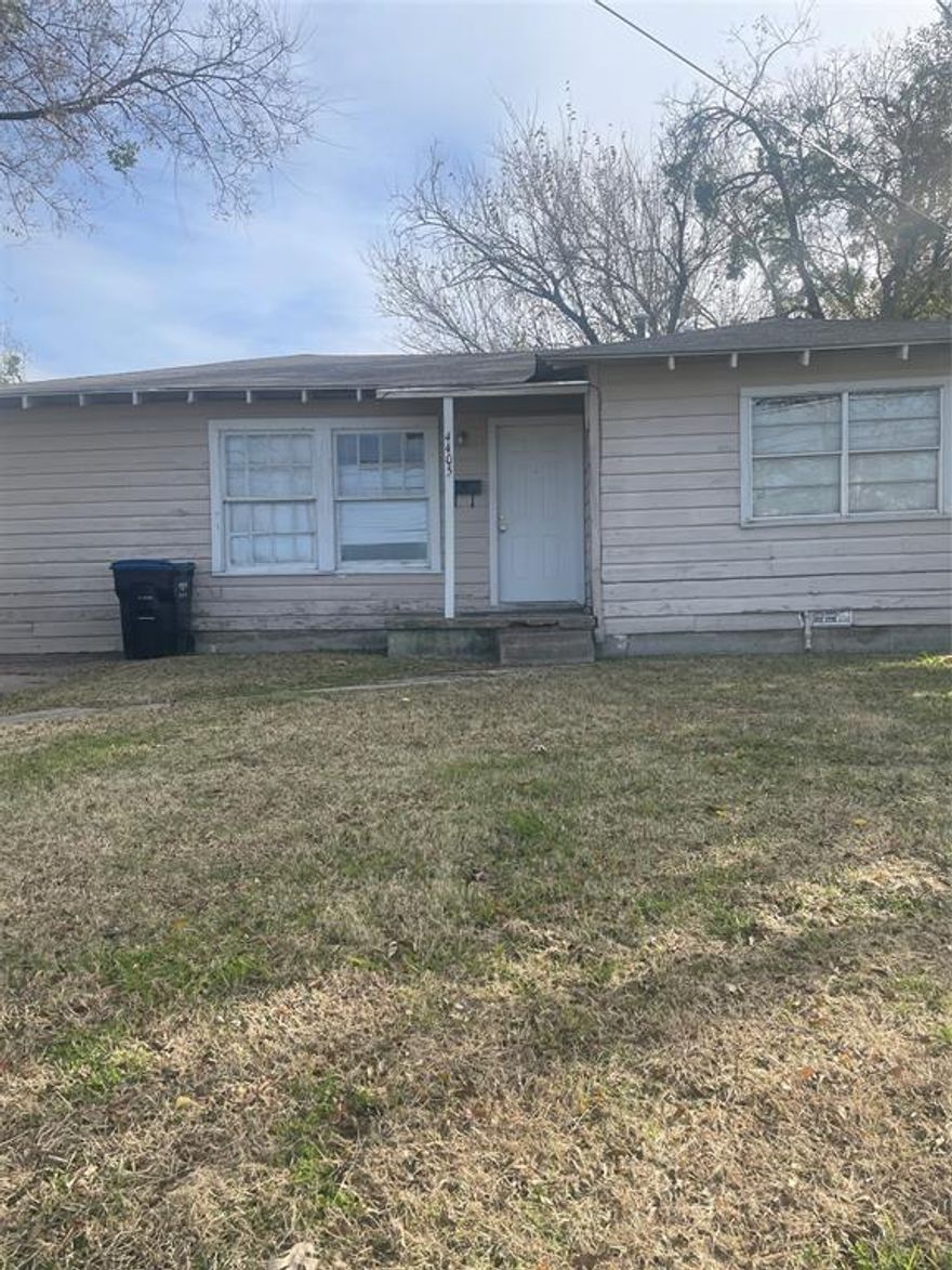 This two bedroom one bath home property has a lot of potential.  It is centrally located to shopping and schools.  New roof. Central heat and air. Bring your vision and skills.