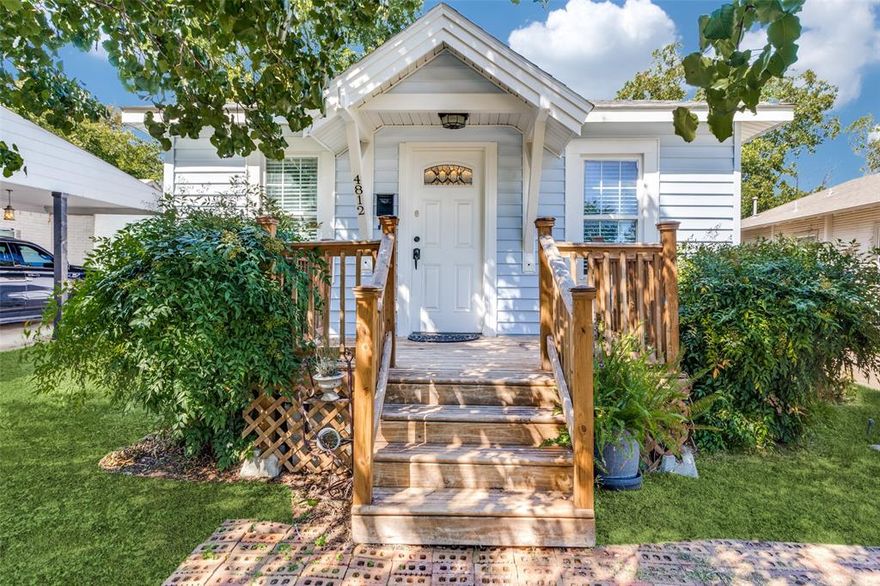 Motivated Sellers! This house comes with a REDUCED RATE as low as 5.75% (APR 6.211%) as of 07-29-2025 through List & Lock™. This is a seller paid rate-buydown that reduces the buyer’s interest rate and monthly payment. Terms apply, see disclosures for more information. Charming Arlington Heights cottage set on a beautifully landscaped lot in a prime westside location. Just minutes from Camp Bowie, Central Market, and renowned museums, this home blends character with convenience. Inside, you’ll find updated laminate flooring, sleek kitchen cabinets topped with quartz counters, and a recently renovated bathroom. A spacious utility room adds everyday functionality. The peaceful, tree-lined neighborhood features sidewalks and a welcoming community vibe. Step out onto the wooden deck ideal for relaxing or entertaining and enjoy the large backyard, complete with flower beds and a storage shed. The second bedroom is smaller and makes a great home office. Property is zoned B Two-Family. This means a one-family and two-family detached and attached -min. lot size 5,000 sq. ft. for two attached dwellings on a single lot is permitted.  Property is zoned for Duplexes so the home could be torn down and a duplex built. Making this property a great investment now and in the future.