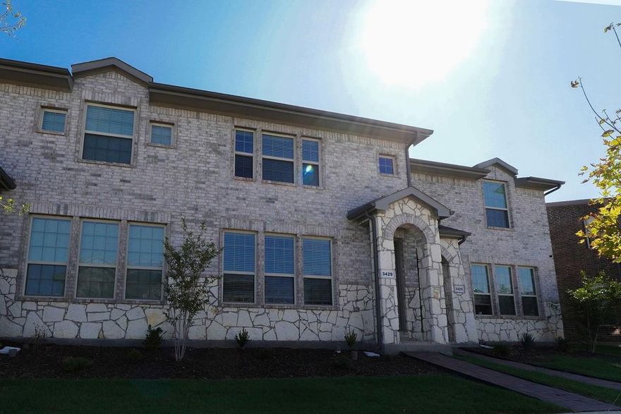 BEAUTIFUL, new construction townhome! Enjoy this spacious 3 bedroom 2.5 bath townhome that boasts all the newest amenities and great location. Stainless steel appliances and washer & dryer included. Laminate flooring downstairs, carpet upstairs and in bedrooms. Master bedroom and laundry room upstairs. Located in a new neighborhood with very close proximity to schools, parks, shopping and dining. The new Denton High School is just down the road. North lakes park is directly behind the home. Easy access to I-35, Loop 288 and both UNT & TWU. Pets allowed with restrictions. HOA to maintain common yard areas. Move in ready!