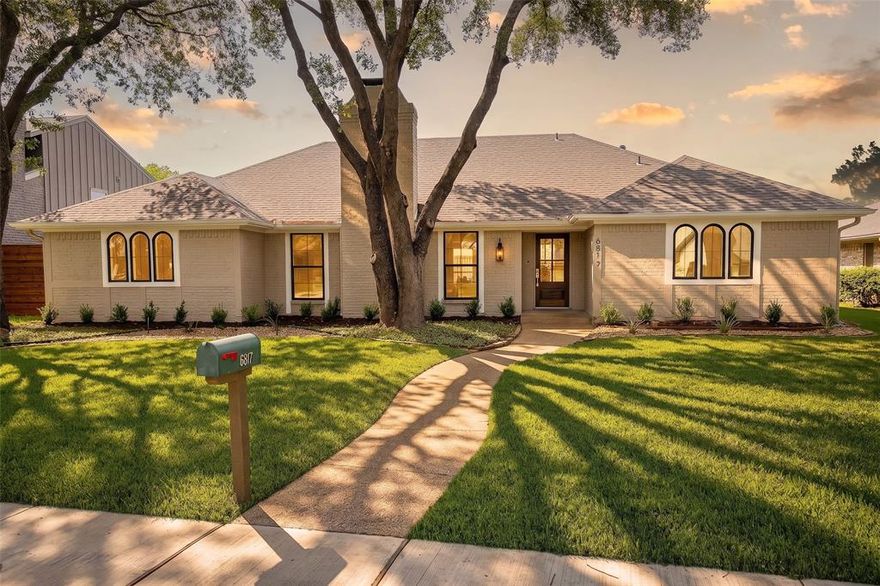 Nestled along a quiet, tree-lined street, this exceptional 4-bedroom, 3-bathroom residence has been thoughtfully reimagined by Maverick Design, blending elevated style with effortless livability.

Inside, the expansive family room makes a striking first impression with vaulted ceilings, dramatic beam details, and a decorative gas fireplace that anchors the space with warmth and character. The beautifully designed kitchen features a large center island, generous walk-in pantry, and flows seamlessly into the dining area accented by custom built-in cabinetry.

At the rear of the home, a secondary living space offers serene views of the spacious patio and sparkling in-ground pool, creating the perfect backdrop for refined entertaining or relaxed everyday living.

The private primary retreat is a true sanctuary, complete with an oversized walk-in closet and a spa-inspired ensuite bath featuring dual vanities, a garden tub, and an expansive walk-in shower.

Generously sized secondary bedrooms provide comfort and privacy, with two connected by a Jack-and-Jill bath, while the third enjoys its own ensuite bathroom.

A rare offering of sophistication, comfort, and thoughtful design in a picturesque setting.