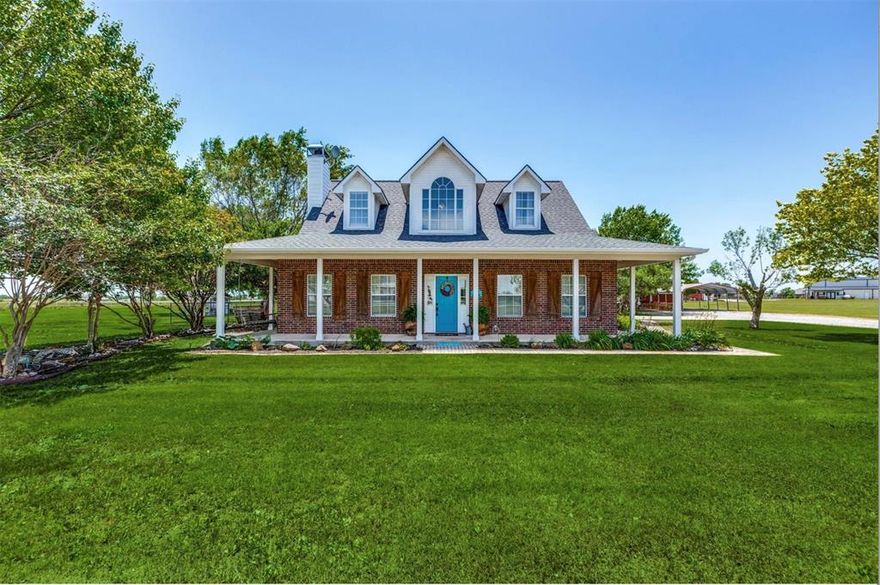 5 acres in Gunter.  HOA-no. MUD-no. PID-no.  Slice of heaven-YES! Finding a home with 5 acres, a second living unit, and storage is like finding a needle in a haystack.  Country living, but just minutes from shopping. Just a 5 min drive to Preston or 289.  The main house is 2,160 sq ft with 3 bedrooms, 2 full and one half bath, and an office or dining room. From coffee at sunrise to watching the game with friends to cooking out for gatherings on the large covered front and back porches will make this your Home Sweet Home.  There is a large unfinished room above the garage with a separate entrance, approximately 24x18.  The secondary unit is a complete living space with a 2-car carport.  This unit is 678 sq ft.  Great for extended family or can be used for income-producing.  The barn or workshop area with a large roll-up door has electric, water, and a toilet.  Backyard has a smaller fenced-in area for pets, and the remainder of the yard is open for so many options.  The fenced yard is pool-sized.   There is a small storage shed as well.