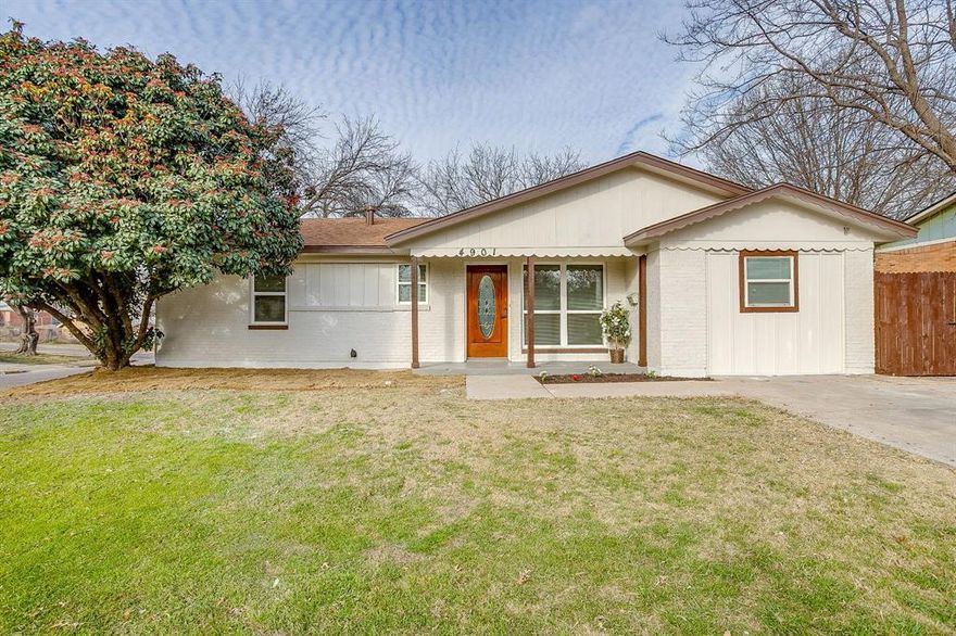 This beautifully updated 3-bedroom, 2-bath home sits on a corner lot and features fresh paint inside and out. It offers quartz countertops, renovated showers, decorative lighting, tile flooring throughout the living and dining areas, updated carpet in the bedrooms, and laminate flooring in the bathrooms. The spacious layout provides comfortable living and entertaining space, while the large backyard with mature trees offers plenty of room for outdoor activities, gardening, or relaxing. A true move-in-ready home with stylish upgrades and a generous outdoor area.