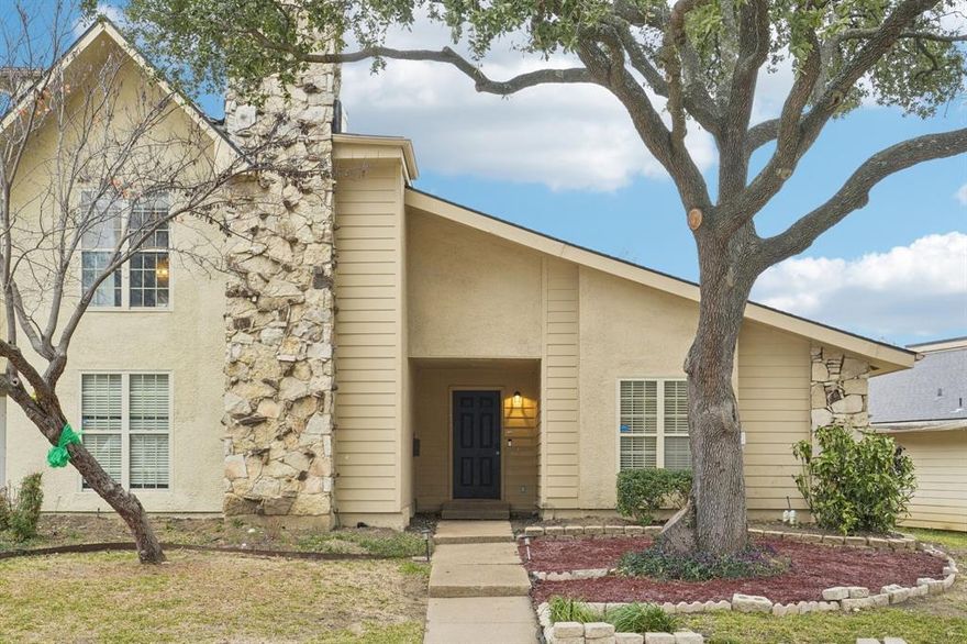 Experience comfortable living in this updated 2-bed, 2-bath home with 1,259 sq ft of thoughtfully designed space in desirable Lake Highlands. Built in 1971 and perfectly maintained, the open-concept interior features vaulted ceilings, a cozy living room with a fireplace, an eat-in kitchen with granite counters, pantry, and modern fixtures throughout. The primary renovated suite bath offers dual sinks and walk-in closet space. Situated on a 3,789 sq ft corner lot, enjoy a private fenced yard, landscaped gardens, and covered porch for outdoor relaxing. Practical amenities include a 2-car attached carport, laundry room, and community access with pool. Conveniently located close to schools, shopping, dining, and major highways, this turn-key home blends classic charm with everyday functionality. Perfect for first-time buyers or investors alike. 
Recent foundation work and under slab plumbing were performed.