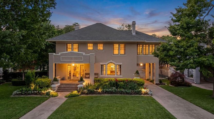 Elegant 4 BR, 2.5 bath estate on Dallas' coveted Swiss Ave awaits its new family for the 1st time in over 30 years. This home is nestled on .37 acres among a lusciously landscaped yard, resort style back yard with pool and hot tub plus the ever so rare 920 sq.ft., remodeled guest quarters providing 1 extra bedroom and 1 bathroom NOT included in the square footage and room count of the main house for a property total of 5 bedrooms and 3.5 baths. The guest quarters is currently rented month-to-month at $2550 which has brought in significant income year after year. The 1st floor of the main house offers a formal living area in front, and an add'l, open-concept living room in the back of the house that was added in 2009 replete with tons of natural light beaming through the floor-to-ceiling windows. Connecting the 2 living areas lies a large dining room with plenty of space for family meals and gatherings. One of the prime areas of this home is the true chef’s kitchen which was completely remodeled with custom cabinetry and a super efficient layout. Upon ascending the grand staircase, you will find 4 graciously sized bedrooms connected by a central landing. The primary suite boasts a gorgeous custom ensuite bathroom with dual vanities, separate tub-shower and marble counters, flooring and shower tile. In addition, there is a sunroom off of the primary suite which works great as a reading room or TV lounge. Need a home office or workshop? You will find that too located under the guest house just off the pool area. The backyard is an entertainer’s paradise with a large pool, state of the art jetted hot tub (which conveys with acceptable offer), outdoor seating area and grilling area offering an outdoor sink and extended table seating. As if the backyard resort was not enough, the new owners will also enjoy the large rooftop entertainment area accessible via the primary suite and one of the secondary bedrooms overlooking the pool. Don't miss the basement for added storage.