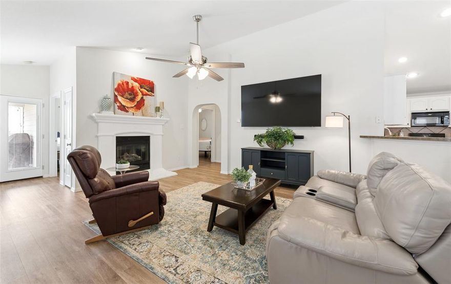 You will love this darling one-story, 3-bedroom, 2-bath home, offering thoughtfully designed living spaces and the added benefit of no carpet. The kitchen is a dream for any cook, featuring a recently installed commercial-style sink with a high-quality glass rinser. There is ample cabinet and counter space, a gas range, walk-in pantry, and breakfast bar. As a bonus, the refrigerator is included with the property. 
The spacious dining area is filled with natural light and looks into the living room, which features a cozy gas fireplace. 
The primary suite is both spacious and private, complete with a walk-in closet. The ensuite bath includes a linen closet and medicine cabinet for extra storage. Two additional bedrooms and a full bath provide comfortable accommodations for family or guests. 
The large and private back patio is ideal for relaxing or entertaining. 
Recent upgrades include new water heater and toilets, ensuring modern convenience and comfort.
Residents of The Villages of Woodland Springs have access to excellent amenities, including a community pool, clubhouse, playground, park, walking trails, and catch-and-release fishing. The neighborhood offers convenient proximity to schools, shopping, dining, and major roadways, making it an ideal location for comfortable living. 
All information presented is deemed reliable but not guaranteed. Buyer and or Buyer Agent should verify all details, including features, schools, measurements, and taxes. Sellers and sellers agent are not responsible for discrepancies. Property is located in Tarrant County, TX Groundwater Conservation District 86.
