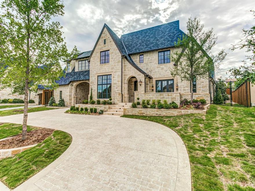 The only ONLY NEW home on the Estate side and the ONLY 5 bedroom on the market in Normandy Estates! Beginning at the stately elevation with a Porte Cochere, this is a dream home. Open transitional floor plan with sliding glass doors in the living area creates an abundance of natural light that looks out over a large back yard. The first floor Master is spacious with a Master bath that is elegant and inviting. The large shower and free standing tub beckons you home! The Media room is on the first floor lending itself to convenience as well as entertaining. All of this with a three car garage and located in the prestigious Normandy Estates, a gated and guarded community, a highly desired location in Plano.