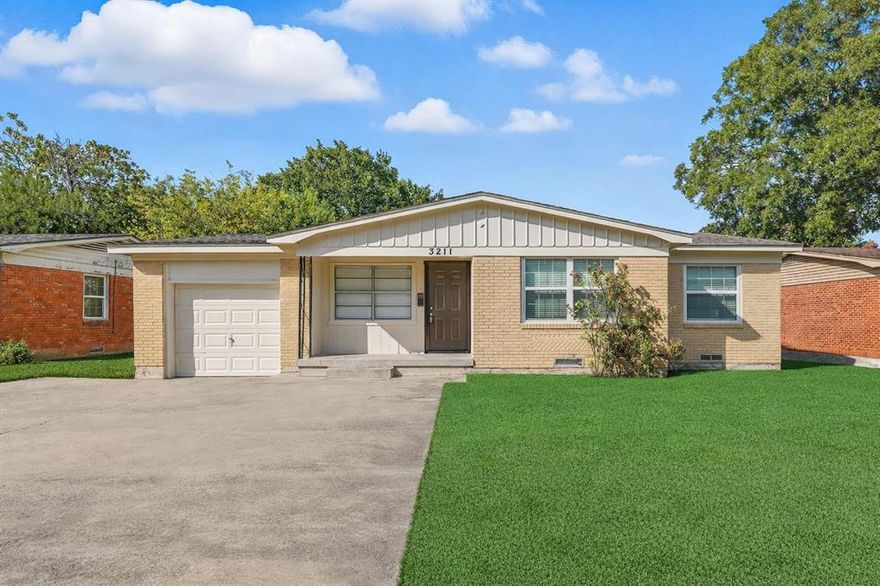 Move-in ready and beautifully updated! This charming 3-bedroom, 1-bath home features numerous upgrades including new carpet, fresh interior paint throughout, new blinds, new stove, new dishwasher, new water heater, new light fixtures, new flooring in the kitchen, dining, and bathroom, and new lower kitchen cabinets. The bright living area flows into a refreshed kitchen with abundant cabinet and counter space. The home sits on a large lot —perfect for outdoor enjoyment or future expansion. Conveniently located near shopping, dining, and major highways with easy access to Downtown Dallas and White Rock Lake. A perfect blend of comfort, updates, and location—ready for its next owner to call home! Must See!
