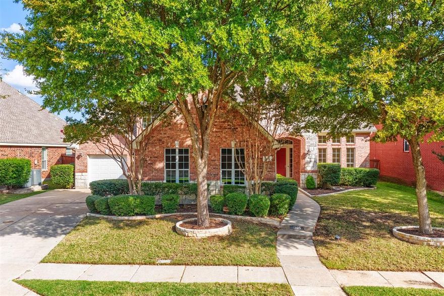 Welcome to your dream home in the highly sought-after Stonebridge Ranch community, one of McKinney's most meticulously manicured and well-maintained master-planned neighborhoods! This stately 4-bedroom residence has been thoughtfully updated with new carpet, fresh interior wall & trim paint, numerous new windows, a new roof, and refreshed landscaping, offering move-in ready perfection. The popular open-flow layout features a main-level master suite and a separate front living area that easily converts to a private library or office, while upstairs boasts three spacious bedrooms, two full baths, a playroom, and a convenient second private staircase leading directly to the kitchen. Enjoy all of the natural light flooding the house and the manicures, mature trees creating a wonderful canopy of shade in the front.  You'll love the extensive amount of storage with a floored walk-out attic, ample kitchen cabinets, and a dream master closet, all situated on a premium golf course lot with a wonderful family pool in the backyard—creating the perfect setting for both luxurious living and entertaining in this amenity-rich community that truly has it all!