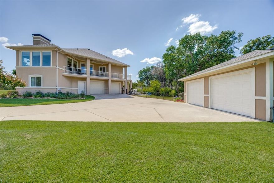 Perched above the shores of Lake Texoma, this stunning modern home offers sweeping, million dollar views and showcases an Texas sunsets from nearly every angle. Step into the main living space where windows flood the interior with natural light. Enjoy outdoor dining or sunset grilling from your private lake view balcony, the perfect extension of your living space. The dining room overlooks a spacious, private backyard, creating a tranquil atmosphere with unobstructed views of the custom built modern pool, complete with elegant water features. As the sun sets, retreat to the flagstone fire pit, ideal for cozy evenings with family and friends. Built for both comfort and entertainment, this home features a chef’s kitchen outfitted with premium stainless steel appliances, including a warming drawer, and an expansive butler’s pantry. The addition of a wet bar makes entertaining seamless and stylish. 4 car garage offers plenty of space for vehicles, watercraft, and more catering to both adventure seekers and design enthusiasts. With high end finishes, open concept living, and outdoor amenities designed for year round enjoyment, this property is truly an entertainer’s paradise. Experience luxury lakeside living at its finest!