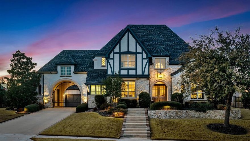 Stunning French Country estate with incredible backyard on huge lot in desirable Whitley Place! The gorgeous curb appeal with raised, stone-lined landscape beds leads to a sizable front porch with double door entry. Stately porte cochere gated driveway. Grand, two story entry with curved staircase, spacious foyer for greeting guests & lovely hardwood floors. The large study is conveniently off the entry & features handsome built-ins, a coffered ceiling, and French door entry. Spacious dining room boasts a stone feature wall, beautiful light fixture and plenty of space for a dinner party! Wine room with full-size wine fridge. Butler's pantry leads to the kitchen with built-in fridge, granite countertops, stone backsplash, white cabinetry, a 6-burner range and an abundance of storage including decorative glass cabinetry. Charming adjacent breakfast nook. Kitchen and nook are ideally open to the huge family room with soaring, vaulted beamed ceilings, stone fireplace, large stacked windows with resort-style backyard views. Private master is serene with arched ceiling, tons of windows with Plantation shutters, sitting area & luxe master bath featuring dual sinks one with makeup vanity, large walk-in shower, soaking tub, decorative linen cabinet & large walk-in closet! Additional guest bedroom down with en suite bath & split for privacy. Upstairs is an awesome game room with built-ins and wet bar, plus a homework nook, loft-area, three sizable bedrooms & a spacious media room! The backyard is incredible with resort-style pool & spa, covered patio, additional pergola seating area, raised beds for gardening, fire pit lounging spot & plenty more room for play! All within Prosper ISD & zoned to Walnut Grove High School.
Whitley Place is a distinguished community renowned for its scenic beauty. Thoughtfully designed around Wilson Creek, residents enjoy parks, trails, a greenbelt, pool, lakeside pavilion & the Westridge Club, which features a playground, splash pool & cabana.