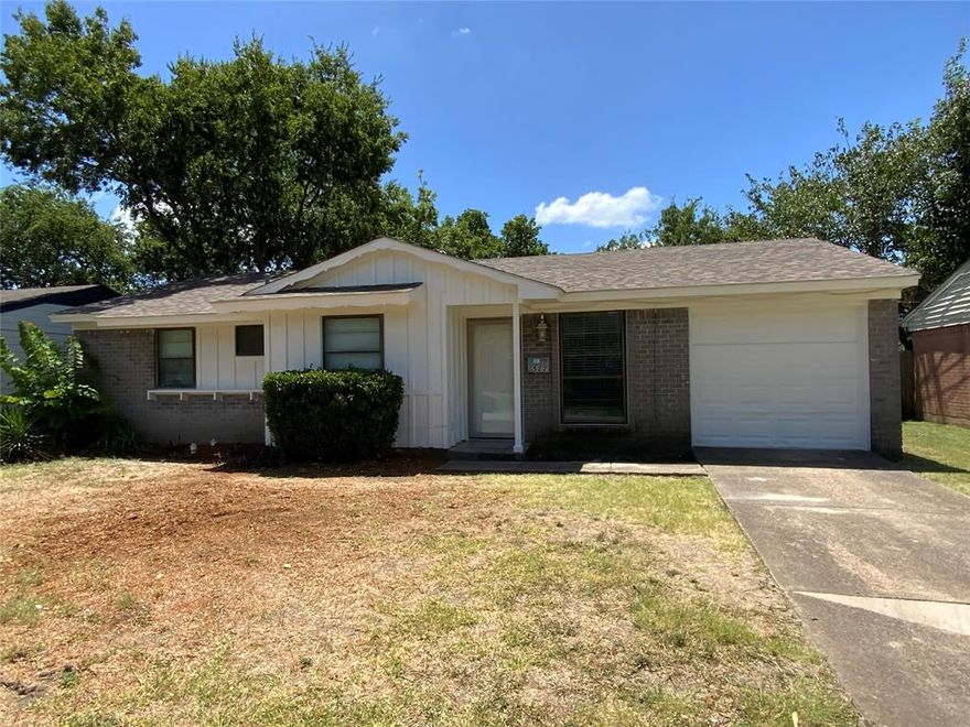 Charming - Single story three bedroom, one bath, single car garage home with multiple upgrades. This home has freshly painted interior and exterior. Features new carpet and padding in the living room as well as all three bedrooms.This super cute ready to move into home maximizes the use of every square foot throughout. New ceiling fans, light fixtures, all new mini blinds, wall receptacles and face plates have been installed. New dishwasher, and garbage disposal. Home has a large laundry room off the kitchen that leads to the garage and huge, fenced backyard! This is a great place for your children to run and play and just be kids!!