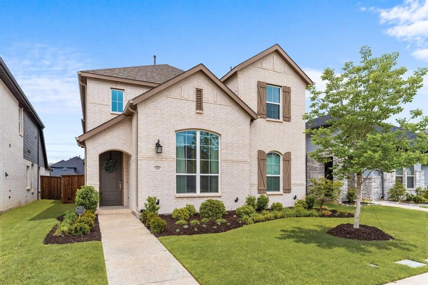 Spacious 5 Bedroom Home with Game Room in Trinity Falls! Built in 2023, this well-designed 2-story home offers a functional open-concept layout with large windows that bring in an abundance of natural light, enhancing the home’s bright and open feel. The first floor features vaulted ceilings and a bright living area that flows seamlessly into the dining space and kitchen, creating an ideal setting for everyday living and entertaining. The kitchen is equipped with white cabinetry, white quartz countertops, a 5-burner cooktop, and stainless steel appliances. Primary bedroom plus secondary bedroom are located on the main level, offering flexibility for a variety of living needs. The laundry room includes a utility sink for added convenience. Upstairs, you will find three additional bedrooms, a spacious game room, and a full bath with double sinks, thoughtfully separated from the shower and toilet area. All bedrooms include walk-in closets, providing ample storage throughout the home. The backyard features a covered patio, perfect for outdoor relaxation. Located in the Trinity Falls community, residents enjoy access to a variety of amenities including a splash pad, dog park, playgrounds, hike and bike trails, and multiple amenity centers. The Club features a beach-entry style pool, pavilion, and clubhouse. The Lodge offers an event space with catering kitchen, co-working areas, fitness room, pool, and event lawn. Conveniently located near 75, just minutes north of 380, with quick access to shopping and dining.