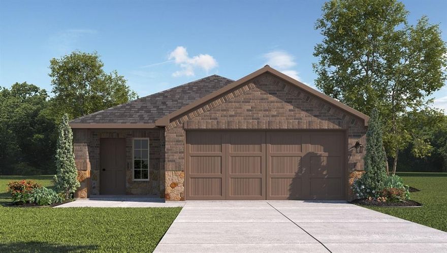 New phase now selling! D.R. Horton America's Builder since 2002 is excited to serve as your home builder in the fabulous unique master planned community of Springhill South in Boyd with an estimated Spring Completion! The Brooke plan elevation-B, is a one-story home featuring 3 bedrooms, 2 baths, and 2-car garage. The front porch opens to the entry foyer leading to a gourmet kitchen including granite counter tops and stainless steel appliances with gas cooking range,  perfect for entertaining, The Brooke features an open concept floorplan with the kitchen separating the living room and dining room. The primary bedroom features an attractive en-suite complete with extra large water closet, and large walk-in closet. The rear covered patio comes built standard and is located off the dining room. Additional features include: tankless water heater; ceramic tile flooring in entry, halls and all wet areas; plush carpet flooring in all bedrooms and living room; cultured marble vanity tops in all bathrooms; and full yard sod, landscaping and irrigation.  This home includes our AMERICA'S SMART HOME base package.  Using one central hub that talks to all the devices in your home, you can control the lights, thermostat and locks, all from your cellular device. Community Pool, Cabana, Walking Paths, Park, basketball court.
