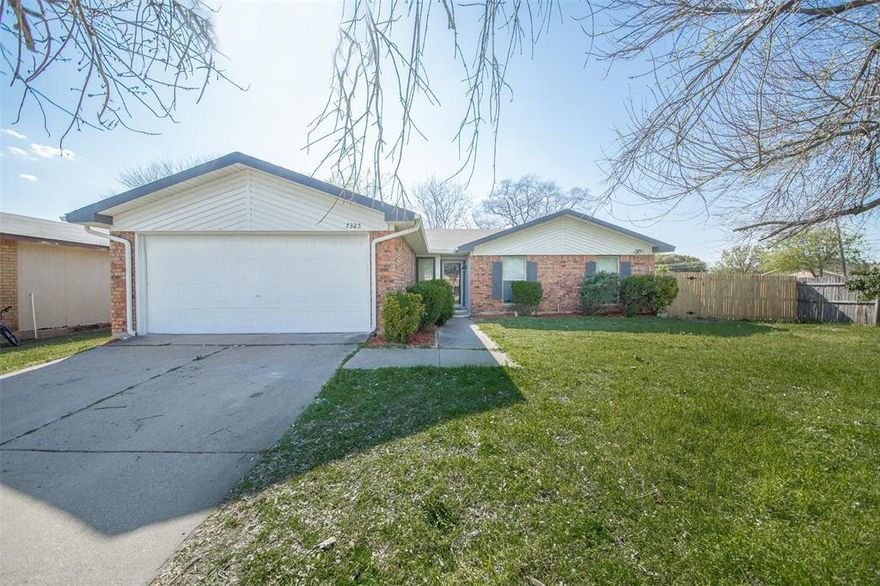 Beautifully updated home with fresh new paint. Keller ISD home located in a cul-de-sac not far from Summerbrook Park. The open-concept layout seamlessly connects the kitchen, living, &dining spaces, leading to glass french doors that open to private backyard. The backyard features a spacious covered patio, mature trees providing ample shade. The front entry welcomes you into a vaulted ceiling living room with brick wood-burning fireplace with mantle. The living area flows smoothly into the stylish kitchen with granite countertops, painted cabinets, marble backsplash, and stainless-steel appliances. The primary suite is spacious, with a large walk-in closet & a beautifully updated real marble shower & sliding glass door. The secondary bath also has real marble wall & modern new fixtures. 2 additional bedrooms are generously sized with big closets. Not to mentioned all tile floor throughout the house with no carpet. Located within walking distance to newly rebuilt state of the art Parkview Elementary School. Several beautiful parks & playgrounds in neighborhood. Conveniently close to Downtown, Presidio Crossing, Alliance Center, HEB for shopping & dining.