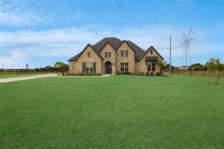 Stunning north-facing estate situated on an oversized 1.33-acre lot, offering a seamless blend of luxury and functionality in a thoughtfully designed one-story layout. This exceptional home features an open-concept floor plan highlighted by a grand family room with soaring cathedral ceilings and a striking fireplace, creating an inviting yet elegant atmosphere.  The gourmet kitchen is a true centerpiece, showcasing light quartz countertops, upgraded built-in appliances, double ovens, a six-burner gas cooktop, and a custom refrigerator—perfect for both everyday living and entertaining. The spacious primary suite provides a private retreat with a spa-inspired bathroom, complete with an oversized walk-in shower and a relaxing drop-in tub.
Additional upgrades include 5-inch plank flooring throughout the main living areas, including the formal dining room and dedicated study. Step outside to your private backyard oasis featuring a sparkling pool and spa combo, ideal for entertaining or unwinding. Conveniently located near major highways, shopping, dining, and top-rated schools, this home offers both luxury living and everyday convenience.