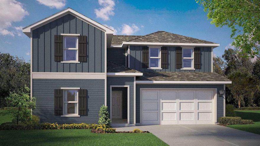 Beautiful new D.R. Horton home in the Rock Creek Ranch community located in Fort Worth and Crowley ISD! The inviting two-story Ozark Floorplan, Elevation W, with an estimated Summer completion, offers 4 bedrooms, 3 bathrooms, a spacious game room, and a 2-car garage, thoughtfully designed for both everyday comfort and flexible living. A welcoming front porch opens into a defined foyer, where a secondary bedroom and full bathroom are positioned near the entry, ideal for guests, multigenerational living, or a private home office. The open-concept main living area features a spacious family room that flows seamlessly into the dining area and contemporary kitchen, creating a bright and connected space perfect for entertaining and daily life. The well-appointed kitchen includes quartz countertops, 36” painted cabinets, stainless steel appliances, an electric range, stainless steel sink, center island, and a walk-in pantry for practical storage. Tucked privately at the rear of the home, the main bedroom offers a relaxing retreat with an en-suite bath featuring dual quartz vanities, a 5-foot oversized shower, and a large walk-in closet conveniently located off the bathroom. Upstairs, you’ll find two secondary bedrooms, a full bathroom with a quartz vanity top, and a generously sized game room that adds versatile space for movie nights, play, or hobbies. Luxury vinyl plank flooring enhances the main living areas and wet zones, offering durability and easy maintenance. Built with energy-efficient construction and equipped with America’s Smart Home Technology. Exterior highlights include a covered back patio, landscape package, full sprinkler system with rain sensor, and privacy fencing. Planned community amenities include a future pool, parks, playground, and walking trails. Located just two miles from Benbrook Lake with easy access to shopping, Fort Worth attractions, and nearby schools.