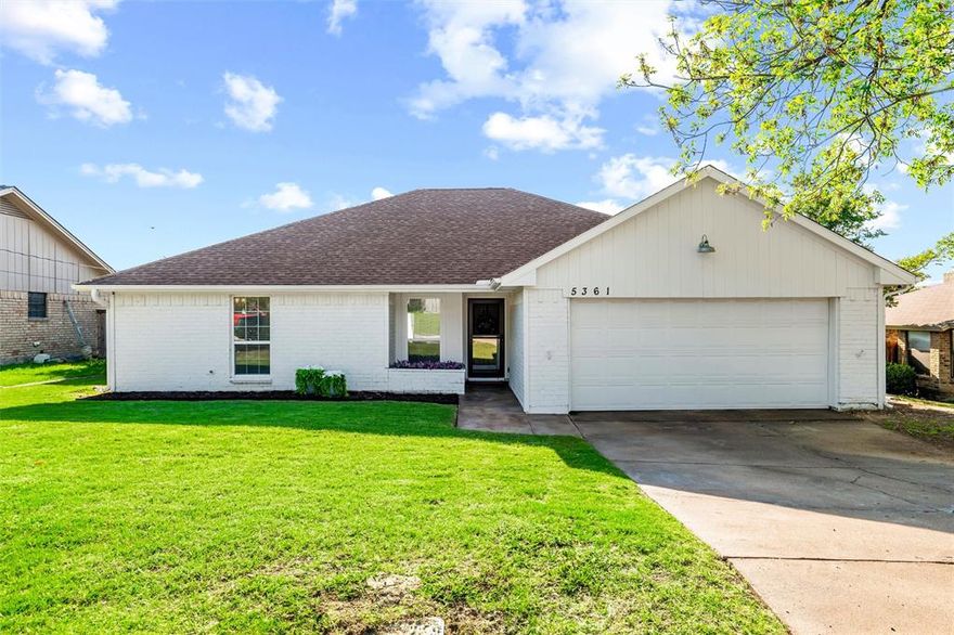 Welcome to this beautifully updated one-story home in the established Wedgwood community of Fort Worth, offering 3 bedrooms, 2 bathrooms, and 1,746 square feet of inviting living space. Built in 1978, this home has been thoughtfully renovated to feel like new, with fresh interior paint in 2021 and exterior painting completed in 2022. Inside, you’ll find wood-look flooring throughout most of the home, updated bathrooms featuring modern finishes and an oversized shower, and stylish new light fixtures that enhance the home’s contemporary feel. The kitchen is both functional and charming, complete with stainless steel appliances and a farmhouse sink. An additional storage room currently serves as a versatile office or craft space, providing extra flexibility to fit your needs. Major system updates include an HVAC system replaced in 2017, water heater in 2019, and a whole-home water filtration system installed in 2018. Step outside to enjoy the recently added back patio with a pergola for added shade—perfect for relaxing or entertaining—along with new backyard fencing on the south and west sides for added privacy. The front yard has been refreshed with a new flowerbed, adding great curb appeal. With a 2-car garage, modern updates, and a functional layout, this move-in ready home offers comfort, style, and convenience in a prime Fort Worth location.
