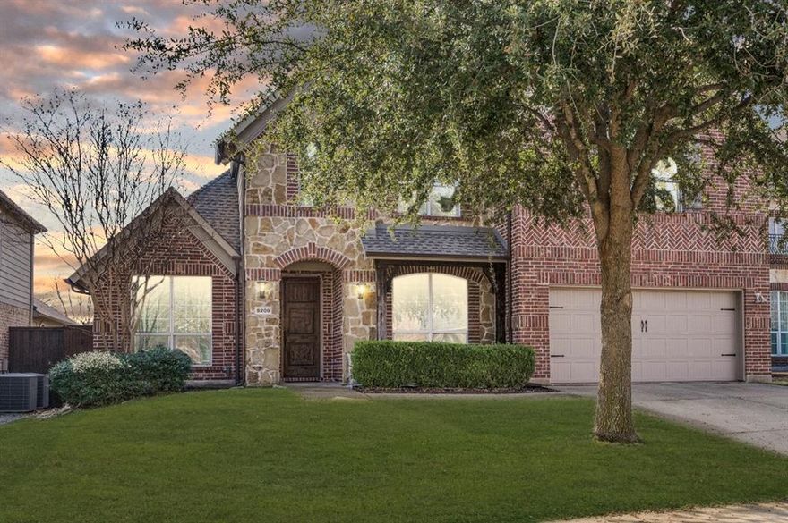 Gorgeous NORTH facing 2 story home in highly sought after Stonebridge Ranch built by Landon Homes featuring 5 bedrooms, 3.5 bathrooms, private study, media room, and flexible multigenerational layout. Upon entry you are greeted by soaring ceilings, beautiful wood look tile flooring, and an abundance of natural light throughout the open concept design. Private study with French doors just off the foyer makes the perfect work from home space. BOTH PRIMARY SUITE AND GUEST SUITE LOCATED ON THE FIRST FLOOR ideal for multigenerational living or extended guest stays. Spacious Chef’s kitchen features ample custom cabinetry, granite countertops, stainless steel appliances, large island, and opens seamlessly to the expansive family room anchored by a fireplace and dramatic two story ceilings. Private primary retreat offers a spa inspired bath with dual vanities, soaking tub, glass enclosed shower, and walk in closet. Upstairs features spacious secondary bedrooms, oversized flex or game room, and full media room perfect for entertaining. Step outside to the covered patio overlooking the spacious backyard with plenty of room to relax, play, or entertain. Located within Stonebridge Ranch with access to neighborhood walking trails, parks, ponds, pools, tennis courts, and community amenities. Conveniently located minutes from West Grove, HEB, Trader Joe’s, the upcoming Craig Ranch water park, major highway access, shopping, dining, and entertainment. With acceptable offer seller will credit or complete interior paint and carpet prior to closing.