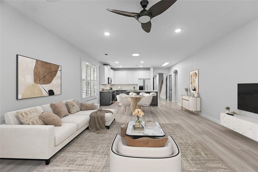 Experience refined living in this beautifully updated Craig Ranch home. The open-concept design features a chef’s kitchen with quartz countertops, designer backsplash, and a gas cooktop. The private upstairs suite is perfect for guests or multigenerational living. The luxurious primary bath offers dual vanities and an oversized walk-in shower. Enjoy tranquil outdoor living with a low-maintenance yard and shaded front porch. Ideally located near TPC Craig Ranch, District 121, and premier dining and entertainment.