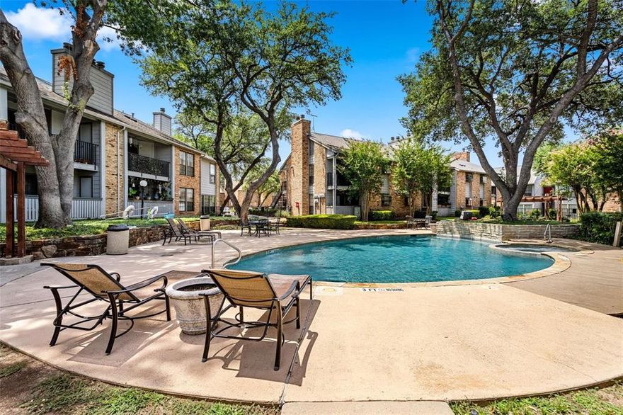 Ground level charming townhome condo in Dallas off Preston and Belt Line. Enjoy a single level unit with 1-bedroom 1-bathroom and open concept living. This is pretty, furnished home with a comfy king bed, dresser, nightstands, sectional, dining room set, washer, dryer, refrigerator, wall decor, kitchen utensils, and all the soft furnishings like rugs and towels - if you want a turnkey move in situation or can be made available without the furnishings. There is 1 designated parking space directly in front of the unit. There are other guest spaces approximately 10 spaces away. The amenities, pool, spa, bbq area, gazebos, lounge chairs, usps mail, trash are all a very short distance away. We have 2 homes available in this area. Both 1-bed 1-bath priced the same with furnishings. One is upstairs and one is downstairs. They are currently longer stay airbnb homes with guests bringing in over 2200 a month this fall-winter. This is close to DNT 635 I-75 arts, entertainment, hospitals, and bustling N Dallas economy. To show these guest occupied units we do require proof of cash funds or proof of financing. Seller financing is not an option here: only cash, conventional.
