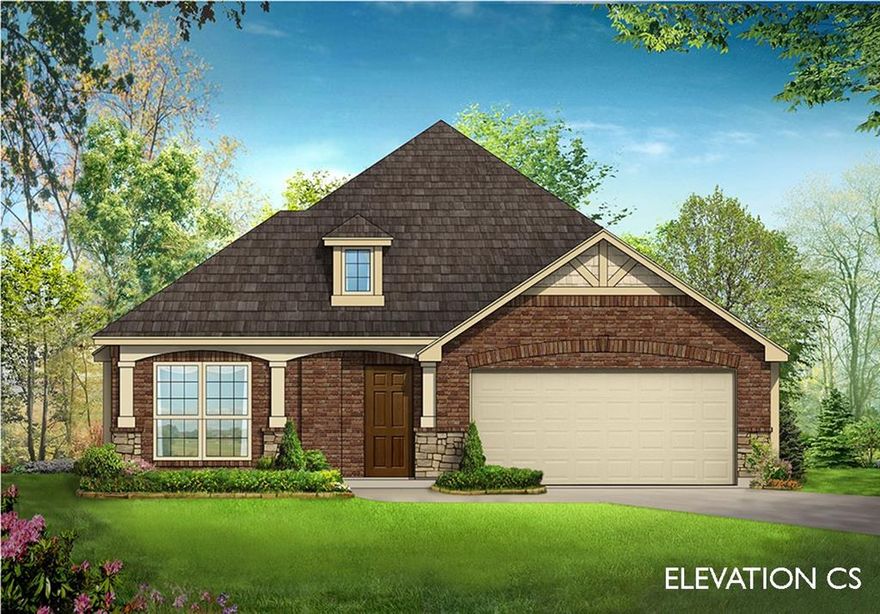 Est. June 2023 Closing! This Cypress II plan by Bloomfield Homes features a lovely brick & stone exterior with an 8' custom front door, 2-car garage, and a fenced backyard with a covered patio. Bright, open-concept living space includes the kitchen, brkfst nook w buffet, and the window-lined Family Room with Wood-look Tile floors throughout. 1st-floor Primary Suite was designed for relaxation with a window seat, seating area, and both a tub & separate shower in the ensuite. Dedicated Study located off the foyer, could use flexibly as a Dining Room. The kitchen is ready for action w SS appliances (including a 3 Door SS Fridge), Granite counters, upgraded backsplash, and island workspace. 2 more bdrms downstairs, and Bed 4 upstairs. Extras added like a front load washer & dryer set, 2in faux blinds, and gutters. Landscaped with plants, trees, stone-edged flower beds, new sod & sprinkler system. Community amenities like pool & playground! Contact Bloomfield at Ridge Ranch to learn more.
