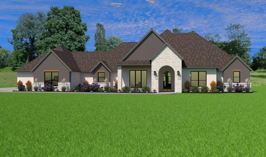 Introducing the Modified Catalina Signature Series in the prestigious Panther Creek subdivision of Aledo. This stunning 4-bedroom, 3-bathroom home spans 3,379 square feet and offers a study, game room, and an enlarged back porch with outdoor kitchen—perfect for entertaining or relaxing.
Step through the impressive 8-foot iron front door into a welcoming open-concept layout featuring a coffered ceiling, stone fireplace with rich cedar mantle, and large windows that fill the home with natural light. The private office provides a quiet workspace while the living, dining, and kitchen areas flow seamlessly for both everyday living and entertaining. The gourmet kitchen is equipped with a large center island with dual sinks and breakfast bar, gas cooktop, double ovens, and microwave, with ample cabinetry for all your storage needs. The versatile game room offers endless possibilities for family fun or relaxation. Retreat to the luxurious primary suite, complete with dual vanities, double shower, freestanding soaking tub, and a huge walk-in closet—a true private oasis. Enjoy the outdoors on the expansive front and back porches with stained beadboard ceilings and an outdoor fireplace, ideal for entertaining guests or enjoying serene evenings. Located within gated Panther Creek, this home combines exceptional craftsmanship, modern luxury, and a beautiful community setting. Don’t miss your chance to make this extraordinary Couto Homes masterpiece yours!