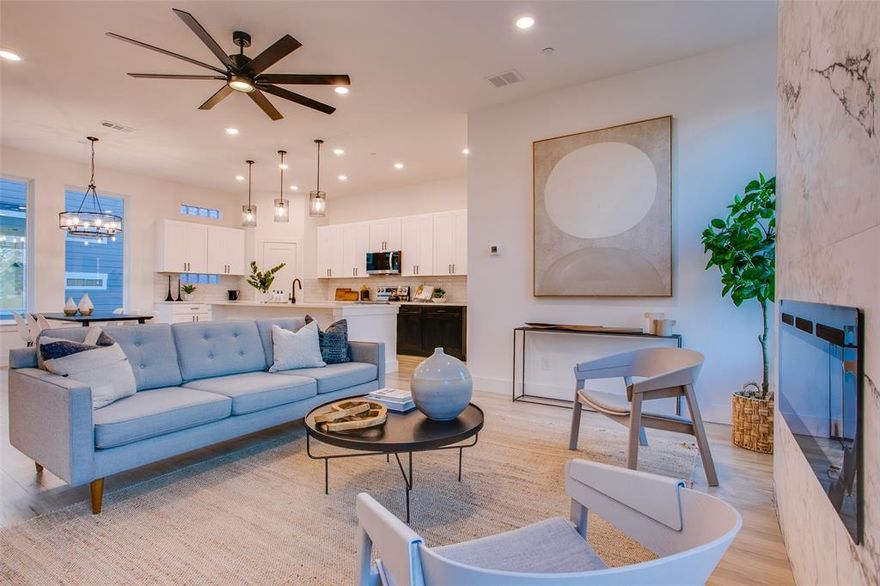 This exquisite three-story new construction condominium offers a personal retreat—a perfect harmony of modern convenience and tranquil luxury. Step inside this beautifully designed residence, where every detail has been curated to create an effortless blend of style, comfort, and practicality. From the moment you arrive, the warm glow of designer fixtures and thoughtful finishes invites you to leave the world behind and immerse yourself in a home that truly feels like your own sanctuary. The spacious layout effortlessly balances elegance and functionality. The first floor offers a flex space that can be converted to endless possibilities suitable for your lifestyle. High ceilings and light-filled living spaces help create a seamless flow into a chef’s kitchen designed for both quiet dinners and lively gatherings. Custom cabinetry, sleek hardware, and a breathtaking waterfall quartz countertop reflect the craftsmanship and attention to detail that set this home apart. Upstairs, the primary suite becomes your personal retreat, complete with an expansive walk-in closet and a serene bathroom designed to soothe your senses and help you unwind after a long day. This home offers rare features like a ceramic tile fireplace and a serene outdoor space with synthetic grass for no maintenance, perfect for enjoying your morning coffee or unwinding under the stars. Every corner of this residence tells a story, whether it’s the timeless finishes that evoke a sense of permanence or the modern touches that make life just a little easier. You will get the best of both worlds in this neighborhood: the quiet retreat of your home paired with the convenience of being just minutes away from the Love Field airport, Medical District, and Dallas’s best dining, shopping, and cultural destinations. It’s more than a house—it’s a lifestyle, waiting for someone to write their next chapter here.
First month’s rent FREE with an approved lease. Don’t miss this opportunity!