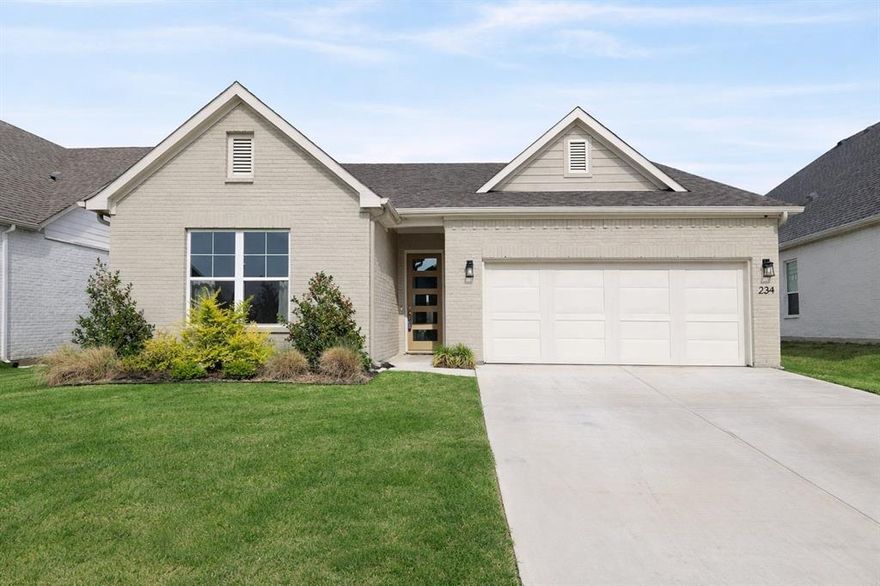 *SELLER OFFERING A CREDIT TOWARD BUYER CLOSING COSTS OR INTEREST RATE BUY DOWN FOR QUALIFIED BUYERS, SUBJECT TO LENDER APPROVAL AND APPLICABLE PROGRAM GUIDELINES, BASED ON OFFER* Welcome to 234 Observation Drive N in the highly desirable Parks of Aledo Bluffs community. This beautifully designed 4-bedroom, 2.5 bath home offers a functional open floor plan filled with natural light and modern farmhouse charm. The inviting curb appeal features painted brick, classic gabled rooflines, and a contemporary glass-panel front door that sets the tone for the bright and stylish interior. Inside, the main living area flows seamlessly into the dining space and kitchen, creating an ideal layout for both everyday living and entertaining. The kitchen includes stainless steel appliances, a gas range, subway tile backsplash, and a large eat-in island with pendant lighting and seating. Luxury vinyl wood-style flooring runs throughout the main living areas, adding warmth and durability. Step inside soaring vaulted ceilings, warm wood beam accents, and a bright open layout that makes the living space feel both expansive and inviting. The living room is anchored by a cozy gas fireplace with a rustic wood mantel and oversized windows that fill the home with natural light. The spacious primary suite provides a private retreat with a spa-inspired bathroom featuring dual vanities, a freestanding soaking tub, separate shower, and a large walk-in closet. Located in the sought-after Parks of Aledo neighborhood and within award-winning Aledo ISD, residents enjoy scenic walking trails, parks, green spaces, and convenient access to Fort Worth shopping, dining, and entertainment. Schedule your private showing today!