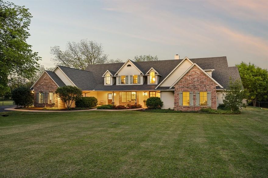 Private luxury estate on nearly 10 acres in the heart of Argyle, offering a rare blend of resort-style living, equestrian functionality, and agricultural tax advantages across two parcels. Positioned on a corner lot at Harpole and Stonecrest, this property delivers both privacy and convenient access to Argyle ISD, local dining, and daily essentials.

Designed for elevated living and entertaining, the home features multiple spacious living areas anchored by three fireplaces, creating a warm yet refined atmosphere throughout. The chef’s kitchen is fully equipped with a built-in refrigerator, professional-grade gas range, built-in ice maker, instant hot water dispenser, and leathered Taj Mahal quartzite countertops, and a massive center Island blending high-end design with everyday functionality.

The outdoor experience is a true highlight, a screened-in living space with fireplace, built-in grill, wet bar area, seamlessly extending the home for year-round enjoyment. The resort-style pool is designed for both relaxation and entertainment, with water features, a mini grotto, waterslide, diving board, and a separate spa, along with a dedicated outdoor bathroom and outdoor shower.

Equestrian or agricultural flexibility are the star of this property with acreage, complete with a five-stall barn, tack room, fencing, and additional covered storage for equipment, trailers, or recreational vehicles. The secondary parcel benefits from an agricultural exemption, contributing to significantly reduced property taxes.

Additional interior highlights include  guest suite upstairs with dry bar with built-in refrigerator, surround sound, and a cedar-lined closet. Other upstairs bedroom feature large custom walk-in closets, and multiple storage solutions including attic space.

A rare opportunity to own a Argyle estate combining luxury, land, and laidback lifestyle.
