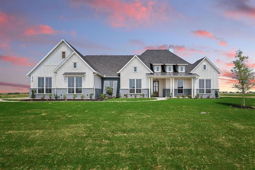 **Just Reduced*** . This gorgeous Canyon Creek Custom Home is located on an acre lot in Byrum Ranch which is OUTSIDE CITY LIMITS and in Maypearl ISD. This 3000+ sqft home had 4 bedrooms, 3 bathrooms, plus a gameroom and office as well as a 3 car garage! Hand-scraped hardwood floors, as well as accent ceilings with wood around the home, and vaulted ceilings add special character to the home. When walking into the living room, the home is flooded with natural light from the large windows! Office is located in the front of the house with a barn door. Stepping into the kitchen, lots of cabinets for storage and beautiful accent tile and backsplash. Large butler’s pantry is located behind the kitchen. Primary room also has handscraped hardwood floors. Primary bathroom has separate vanities and a large walk in shower with 2 shower heads and a stand along tub in front. Closet is attached to the laundry room for convenience. The second bathroom has 2 sinks and frameless shower glass for a more sleek look. HOA will be mandatory once it is filed with the city. Future plans for phase 2 is a residents only use of the lake for fishing or relaxing as well as walking trails. This home is Country living with the convenience of city amenities close by!