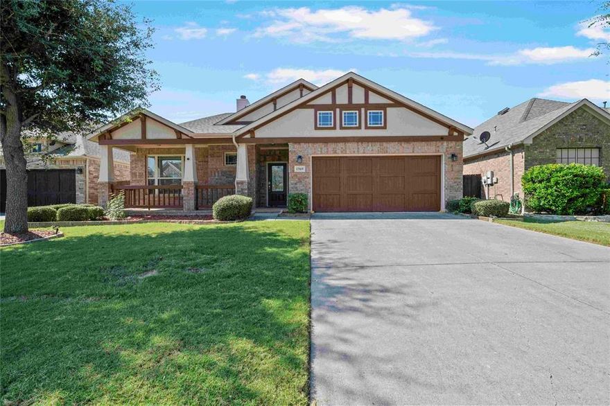 Welcome to this beautifully upgraded single-story home, this 3-bedroom, 2-bathroom residence offers a thoughtful layout with elegant finishes throughout. Perfectly situated in a prime Frisco neighborhood—just minutes from top-tier entertainment and lifestyle destinations. Located within 1 mile of the upcoming Universal Theme Park, PGA Frisco, and the highly anticipated Fields West development, this home offers unmatched convenience in one of the most dynamic growth areas in North Texas. This residence combines modern comfort with timeless style—all on one spacious level. Step inside to find upgraded tile flooring, vaulted ceilings, and crown molding that add a touch of sophistication. The spacious kitchen boasts expansive granite countertops, a gas cooktop, and plenty of workspace—perfect for both everyday living and entertaining. The primary suite features a cozy sitting area, skylights, a large walk-in shower, and a laundry room conveniently connected to the primary bath. Enjoy your mornings on the charming front porch, and
unwind in the evenings on the covered back patio overlooking the greenbelt. Additional highlights include: Openconcept living areas, Ample natural light, Convenient location near shopping, parks, top-rated schools, entertainment,
and major highway access. Don’t miss the opportunity to own this gem at the heart of it all!