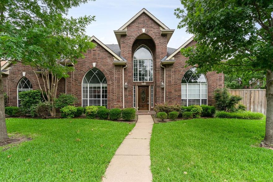 Striking home in Plantation Resort neighborhood boasts lovely curb appeal & ideally located just minutes from all the shopping, dining & entertainment that Frisco offers! Thoughtfully updated, this sprawling open floor plan hosts an executive study, spacious formals & a great room with a warm fireplace & soaring ceilings. The gourmet kitchen features ample storage, an island & open to breakfast area. Peaceful master with ensuite bath offers dual sinks, jetted tub & walk-in shower. Oversized game room, 3 nicely appointed secondary bathrooms & utility room complete the interior of this stunning home. Relax under the covered patio, play in the grassed yard, walk to elementary school & playground