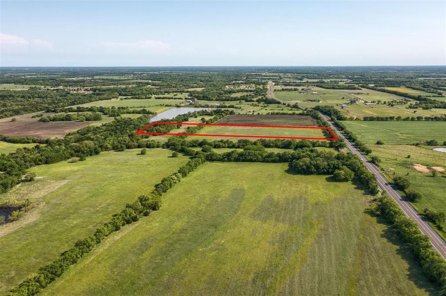 Incredibly located, beautiful 15-acre tract on HWY 160, less than 1.5 miles North of Sam Rayburn HWY (121).  This parcel is under 15 miles from HWY 75 and the rapidly growing city of Melissa; just a quick 20-minute drive to McKinney. The tree-lined property backs to the creek on the far Eastern border, providing privacy from the adjacent tracts. The ground is fairly level and open, creating an ideal opportunity for one-acre lot development or an end user wanting to bring their own builder. The proximity to 121 and highly trafficked HWY 160 frontage presents an opportunity for commercial usage. The water line on HWY 160 was recently upgraded to 8-inch line, electricity is also available at the road  The tract is located outside of the city limits and ETJ, which means no city taxes, limited restrictions, and lower development costs. Adjacent acreage available, up to 45 acres available for purchase. Current ag exemption in place. The property outline in listing photos is approximate.