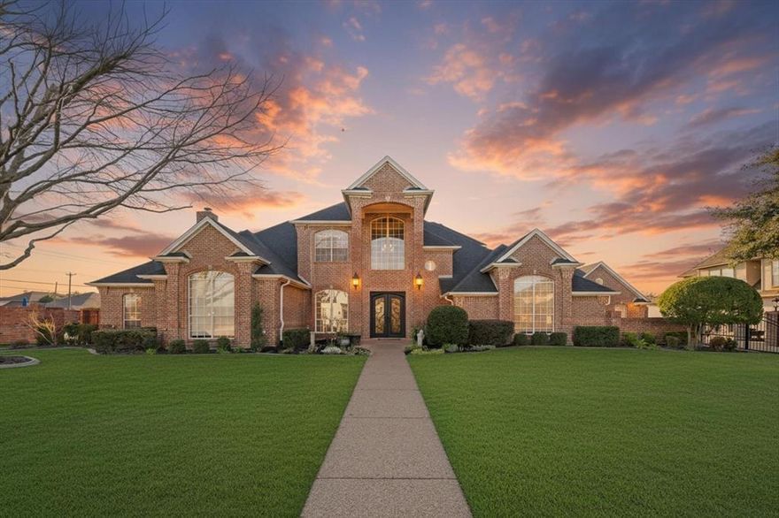 Tucked inside the exclusive gated community of Fairways of Walnut Creek, this remarkable golf course estate rests on a rare half-acre lot, offering sweeping views and exceptional design at every turn. A gated driveway guides you to a 2.5 car garage, an additional 1 car garage, and plenty of extra parking, offering both privacy and convenience. Inside, vaulted ceilings and rich wood flooring create an elegant yet welcoming ambiance. The home includes three spacious living areas, a private study, and an open-concept kitchen ideal for everyday living and entertaining. The kitchen features granite countertops, a large island with breakfast bar seating, a built-in refrigerator, microwave, gas cooktop and huge pantry.  The downstairs primary suite overlooks the golf course and includes a cozy fireplace, a large bathroom with dual closets, and convenient access to the workout room. A second downstairs bedroom with its own bathroom and sizable closet would serve perfectly as an in-law suite or would make another great living area or second study. Upstairs, three additional oversized bedrooms each include private en-suite baths, offering comfort and privacy for family and guests.  Step outside to a true backyard retreat, complete with a covered patio, pergola, expansive golf course views, and a thoughtfully designed pool area set apart from the main yard—ideal for both relaxation and recreation.  A separate full bath also serves the pool area for added convenience.  A recently replaced Class 4 roof provides added durability and peace of mind. Located within the highly sought-after Mansfield ISD, with schools just a short walk away, this home blends luxury, practicality, and an exceptional setting in one of the area’s premier gated neighborhoods.