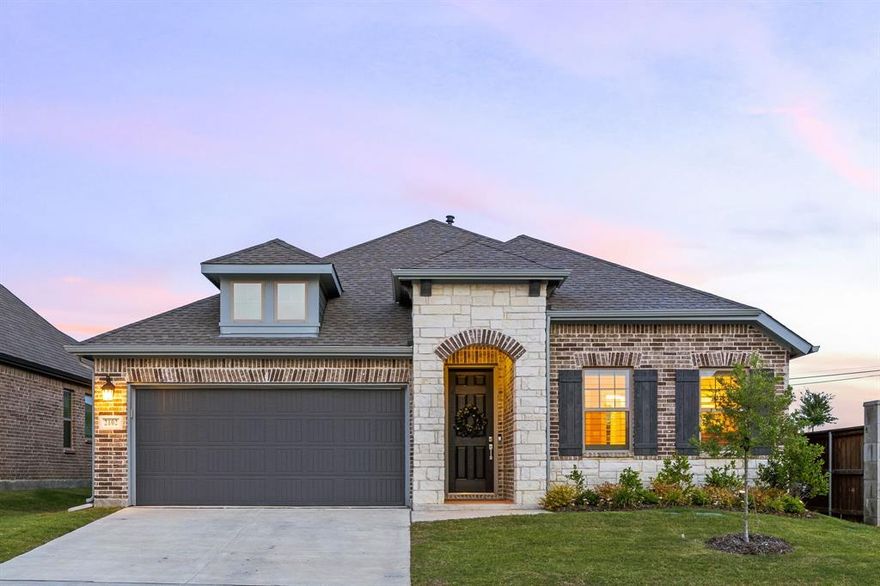 Welcome to this stunning SINGLE STORY home built late 2023 by renowned builder David Weekley Homes on a premium lot with neighbors only on one side due to the jogging trail that wraps arounds the property! The beautiful subdivision of Creekshaw is nestled in the peaceful and picturesque rural town of Royse City, about 30 miles east of Dallas. Offering 4 bedrooms and 3 full bathrooms all on one floor, this impeccably maintained residence combines luxurious living with thoughtful design. Step inside to discover a bright, open-concept floor plan adorned with plantation shutters, customized closet systems and accent walls, and high-end finishes throughout. So many special features to take in but at the top of the list is the most attractive kitchen, complete with a gas range, quartz countertops, walk-in pantry, and cozy under cabinet lighting. This incredible space flows beautifully into the oversized dining room and large living room and also a tucked away office. The superb layout includes private guest quarters which are ideal for multi generational living. The primary suite is a true and private retreat featuring an oversized walk-in closet that has been amazingly customized, a spa inspired bathroom with a roomy shower, gorgeous lighting and plenty of excellent storage. Enjoy seamless indoor-outdoor living with a large covered rear patio that overlooks serene green space; enjoy having no rear neighbors and instead the simplicity of the neighborhood jogging path. This barely lived in home also features a separate laundry room, gutter and sprinkler systems, and professionally designed landscaping. Located in a vibrant and active community with access to an amazing pool and recreational amenities, this home perfectly blends comfort, privacy and on-trend style. Don't miss your chance to own this exceptionally upgraded and customized home in one of Royse City's most desirable neighborhoods! Book your private tour today.