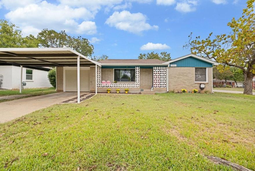 Welcome to this simply adorable mid-century modern cottage, where charm and comfort come together in the best way. Just a short 10-minute walk to Lake Worth and nearby parks, this home offers the perfect blend of peaceful living and outdoor enjoyment. Lovingly cared for, this home gives you peace of mind with all the major updates already completed. Enjoy a newer roof (just 3 years old), foundation repairs with warranty, updated plumbing to the street, new gutters and fencing, fresh exterior paint, and a 2024 AC compressor that’s been meticulously serviced twice a year. The bedrooms are generously sized, each with comfortable closet space, while the oversized front room offers endless possibilities. Currently used as a third bedroom, it could easily become a cozy game room, playroom, or your own personal retreat. You’ll also appreciate the convenience of an indoor laundry room—no need to brave the elements—and the added bonus of both a carport and a one-car garage. There is definitely space in the home to put a 2nd full bathroom or half bath if desired.  Move in Today with the piece of mind that major repairs have already been done.