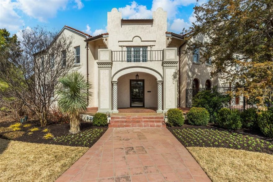 Completed in 1929 for the SoRelle family, this masterpiece of Spanish Mediterranean architecture home graced the curving streets of Ridglea North before the area was incorporated into the City of Fort Worth.  Among the first several homes built in the area, it has stood sentry on a nearly full acre lot for 95 years.  The entryway is graced with historic tile flooring, dual winding staircases and plaster arches leading to sevral distinct living and entertaining areas.  The hardwood floors and saltillo tile combine to give warmth to the brightly lit rooms, graced by original cylinder glass windows in several areas and custom solid mahogany doors and windows in others.  The formal living room has as large fireplace and windows that overlook the south yard, where you will find a tranquil reflection pool and garden area. The professional kitchen boasts a 60 inch Wolf range, subzero refrigeration and dual dishwashers, with hand-poured concrete countertops.  Handmade pocket doors are found throughout the main level inside and screened pocket doors are found on most exterior passages. In the large basement, a full 1,000 bottle wine cellar has climate and humidity controls.  Passing through the grand landing upstairs with original stained glass windows, there are four bedrooms, including the primary, on two separate wings and three full and beautifully updated baths, all upstairs areas with abundant natural light and tall ceilings. The generous property has numerous outdoor areas to enjoy a meal or to relax, including a completely fenced and fully refurbished pool with an indoor outdoor pool casita with HVAC and a full bath.  Above the large three car garage, you will find a fully private 670 foot guest apartment with separate living and sleeping areas and kitchenette.  The main driveway is gated with extra parking and more additional off street parking is found at the south end of the property for guests.  This historic home must be seen to be fully appreciated.