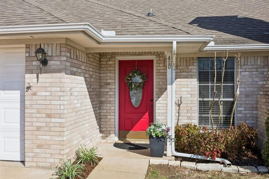 Must-see, well-kept 3-bedroom, 2-bath, single-story home with a HUGE fenced yard and NO HOA, conveniently located across from Farmersville High School! This bright and inviting home is filled with natural light and features a spacious and cozy living room with a brick fireplace and tray ceiling. Step outside to the patio and enjoy relaxing or entertaining in the expansive backyard—perfect for kids and pets. The split primary suite offers privacy and an oversized walk-in closet. Recent updates include new carpet (2026), LVP flooring in the kitchen and dining area (2026), kitchen countertops (2026), and a beautifully updated primary shower (2026). Major systems and improvements were completed in 2019, including the HVAC, fence, and water heater. The refrigerator, full-size washer and dryer, and patio table and chairs will convey at no additional cost. Listing agent is related to the Seller.