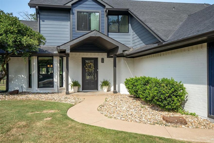 Welcome HOME to this one-of-a-kind beautiful property with a FULL GUEST HOUSE in the highly sought-after Lake Kiowa community, perfectly positioned along the #1 Fairway. Set on a spacious 0.71-acre lot, this exceptional property offers a beautifully updated main residence and a private guest house connected by a breezeway, ideal for multi-generational living, guests, or flexible lifestyle needs. In addition to three oversized garage spaces, there is ample parking for a golf cart, boat, RV, or additional vehicles, plus a separate exterior storage building.
The fully renovated main home features 3 bedrooms, including a first-floor primary suite, and 2.5 baths. Designed for both comfort and entertaining, the open-concept living, kitchen, and dining areas are highlighted by a stunning wall of windows showcasing sweeping golf course views. A vaulted wood ceiling and cozy wood-burning fireplace add warmth and character to the space. The thoughtfully updated guest house offers its own full kitchen, 1 bedroom, and 1.5 baths, along with versatile living space, perfect for a private retreat, home office, or mother-in-law suite. Living in Lake Kiowa means enjoying an unmatched lifestyle, including a PGA-rated 18-hole golf course, a private lake known for exceptional fishing, tennis courts, parks, playgrounds, and two private beaches. A brand-new 9-hole par-3 course and pickleball courts are currently under construction, adding even more to the community’s appeal. Residents also enjoy 24-hour security, a lodge and restaurant, a community pavilion, and year-round social events. Conveniently located just minutes from Gainesville and WinStar World Casino and Resort, you’ll have easy access to dining, entertainment, and concerts while still enjoying the peace and privacy of this resort-style community. A rare opportunity to own a truly versatile and beautifully updated home in Lake Kiowa.