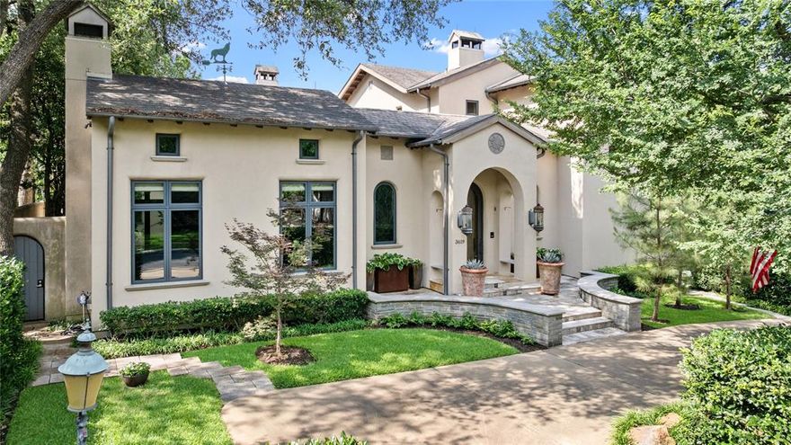 Tucked away on a corner lot with picturesque views of Dyckman Park, this custom-built home by renowned builder George Lewis is a masterpiece of exceptional quality and design. The moment you enter through the elegant barreled ceiling entryway, you're greeted with an inviting warmth that pervades every meticulously crafted detail, from the finely plastered walls on the main level to the luxurious finishes throughout. The captivating library features vaulted ceilings and a cozy fireplace surrounded by the gardens. The open floorplan unites the family room, kitchen, and dining area seamlessly connecting you to the outdoors. The kitchen features a Viking Range, Subzero refrigerator and freezer, ice maker, beverage refrigerator, and wine enthusiasts will appreciate the convenient walk-in wine cellar, perfect for entertaining.The main level also hosts a primary retreat where comfort meets elegance, complete with a sitting room, its own fireplace, and an expansive walk-in closet enhanced by an additional cedar closet. An elevator provides easy access to the second level, which offers another primary suite with a kitchenette, a generous guest suite, two additional bedrooms sharing a bathroom, a spacious living room, and a dedicated wellness area equipped with a workout room, dry sauna, and steam shower.
Outdoor living is equally impressive with beautiful gardens, turfed yard, an imported fountain, and a delightful loggia featuring a fireplace and phantom screens for year-round enjoyment. This home is truly a sanctuary of luxury and comfort equipped with a generator.