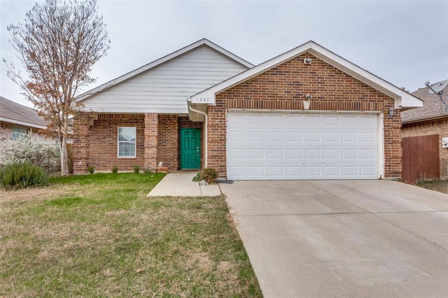 Looking for a single-story brick home in desirable Camden Park? Perfect for entertaining, this starter home backs up to the Greenbelt, with no backyard neighbors! LVP and tile flooring throughout make it allergen and pet-friendly. The 17x6 front porch welcomes you into the oversized living room - spacious enough for a large sectional. The eat-in kitchen has a walk-in pantry, walnut cabinets, an electric range, and a dining area large enough for a grand table. The oversized Primary Ensuite has a dual sink vanity, shower tub combo and two large closets. The secondary beds are spacious with large closets and direct access to the full bath with marble top vanity and shower tub combo. The full size utility room services electric units and has a dry-dry area. Outside find an open patio, wood fencing, gutters and privacy.