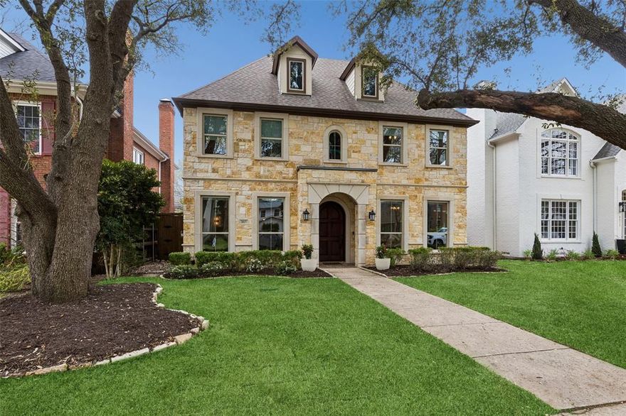 Exquisitely designed and beautifully appointed, this breathtaking University Park residence blends timeless elegance with modern luxury on a welcoming, tree-lined street. Soaring ceilings and abundant natural light create an airy, sophisticated ambiance, while rich hardwood floors and designer finishes add warmth and refinement. The first floor is an entertainer’s dream, featuring expansive open living spaces that seamlessly connect the inviting living room with its stately fireplace, the chef’s kitchen, and a bright breakfast nook. The kitchen boasts a large island with seating, built-in appliances, and exquisite designer touches. A formal dining room sets the stage for memorable gatherings, while an elegant home office provides a quiet, sophisticated workspace or 6th bedroom. The peaceful primary suite is a true retreat, offering a spa-like bath with separate vanities, a large soaking tub, a separate shower, and an extraordinary custom walk-in closet. Generously sized bedrooms and a family room offer comfort, privacy, and versatile spaces for relaxation and fun. Outside, a beautifully landscaped backyard provides inviting outdoor living areas, a playground, and a perfect setting for entertaining or everyday enjoyment. Ideally located within walking distance to Snider Plaza, multiple parks, and top-rated University Park schools, with easy access to North Central Expressway and premier shopping and dining, this home delivers the ultimate combination of luxury, convenience, and lifestyle. Breathtaking inside and out, this remarkable residence is a must see.