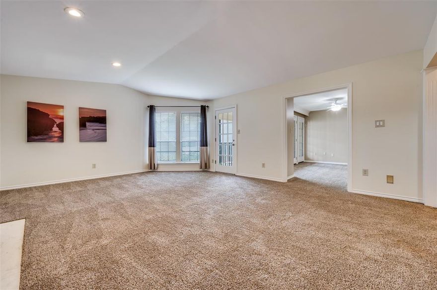 Unique 2 BR 2 BA condo in a prime Dallas location close to SMU and HPISD schools.  Beautifully updated kitchen and baths. Large living area, study, master, huge master bath. 2nd bed has private entrance. Balcony has seasonal peek of downtown skyline. Complex offers both elevator and stairs. Interior space all on one level.