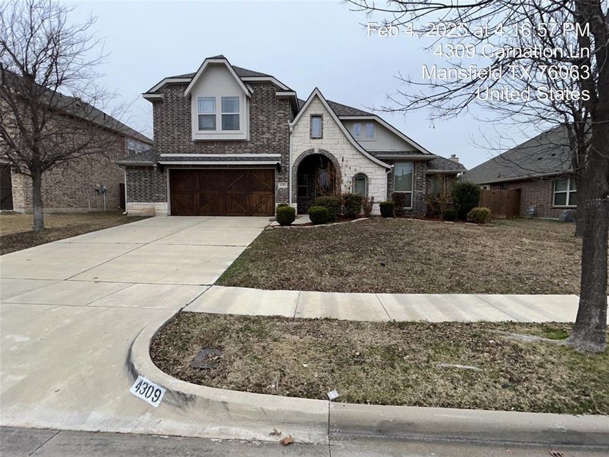 Located in Mansfield, this luxury living home benefits from the finest Mansfield ISD schools. This open floor plan features main bedroom suite on 1st floor, complete with stand-up shower, tub, dual vanities & large walk-in closet. Gourmet kitchen, stainless steel appliances, granite countertops, and beautiful custom cabinets. Kitchen island leads to formal dining & living areas, and seamlessly connects to the family room boasting a corner fireplace. Additional room on 1st floor offers flexibility as a 5th bedroom, office or guest room. Upstairs, the game room and remaining bedrooms cater to the needs of a large or growing family. Step outside to a lushly landscaped backyard, perfect for a quiet evening. Two community pools & plenty of activities. Equipment in Media Room stays, theatre screen, projector, and surround sound! Walking distance to community duck pond.  Everyone 18 and olde must apply.