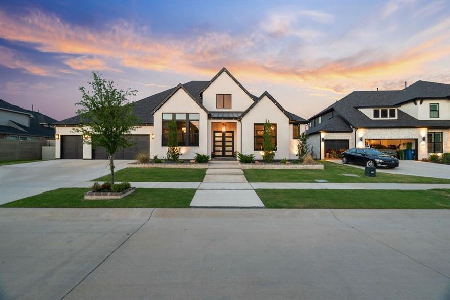 This custom Drees home is situated on over a quarter acre, and exudes luxury from the inside out. Painted brick, JellyFish lighting, and 3car side-by-side garage set the tone from the curb.

Step through the dbl doors and you're immediately greeted by engineered hardwoods, soaring ceilings, stunning woodwork, and a sight line that draws your eye straight through the home to the backyard. To the left, a shiplaped-ceiling flex room floods with natural light—perfect as a formal dining room, sitting area, or private office, w- closet and elegant half bath just across the hall. To the right, two bedrooms share a Jack and Jill bath, each with their own walk-in closet.

Follow the hall into the heart of the home and prepare to stop in your tracks. The living room features a floor-to-ceiling black granite fireplace, custom built-ins, and a glass-enclosed marble wine bar that belongs in a magazine. Sliding glass doors make for great entertaining and blend the line between inside and out. The kitchen keeps pace w- quartz countertops, double ovens, dome pendants, a butler's pantry w- open shelving, and a sun-drenched breakfast room with backyard views. The primary suite is your private retreat: standalone tub, oversized shower, dual vanities, walk-in closet, and motorized shades. On the opposite wing is the 4th bedroom w-ensuite bath, den w-built ins, and barn doors that open to a dedicated media room w-charcoal walls, projector, and surround sound.

Built-in speakers flow seamlessly throughout the house and onto the covered patio. Don't miss the backyard w- a resort-style pool w-water features, tanning ledge, and hot tub. Two covered patios, outdoor kitchen, fire pit, putting green, basketball court, turf, and elegant lighting complete the backyard!

All of this in award-winning Harvest by Hillwood, where amenities abound and events cater to every age. This isn't just a neighborhood — it's a community. And 1816 Gathering Trail is ready for you to make it home!