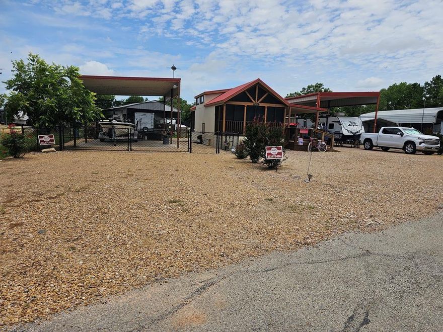 Your OWN STAYCATION awaits. This is the nicest offering in the entire community. Just imagine 3 lots all covered, all concrete for ease of maintenance, all fenced. Tiny home living at it's finest with the nicest finishes available along with your own man cave and she shed. Well sited on one of the largest reservoirs in the state. Also close to a great boat ramp. The community amenities are in a park like setting just across the street which makes this offering not feel crowded. So many more options to mention, come see for your self.